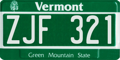 VT license plate ZJF321