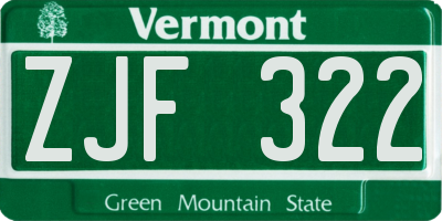 VT license plate ZJF322