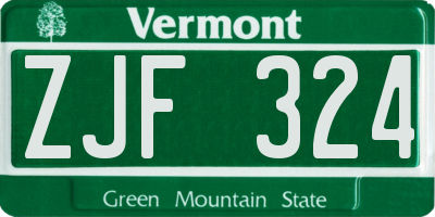 VT license plate ZJF324