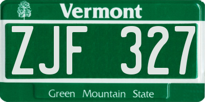 VT license plate ZJF327