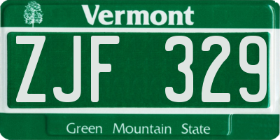 VT license plate ZJF329