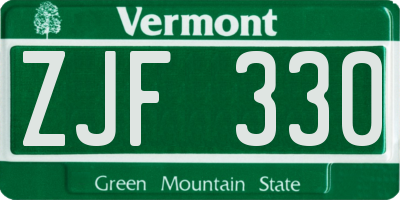 VT license plate ZJF330