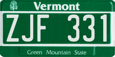 VT license plate ZJF331