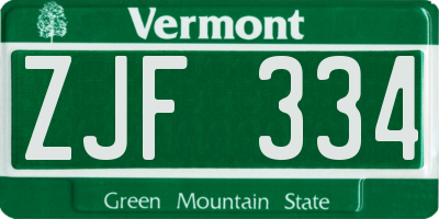 VT license plate ZJF334