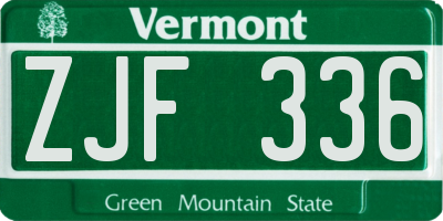 VT license plate ZJF336
