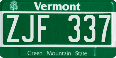 VT license plate ZJF337
