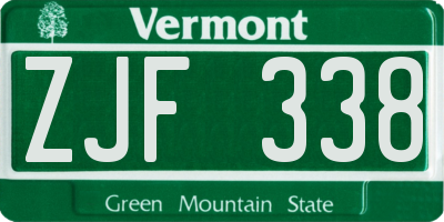 VT license plate ZJF338