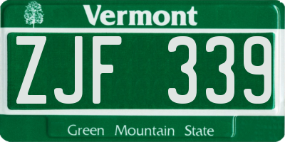 VT license plate ZJF339