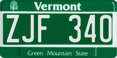 VT license plate ZJF340