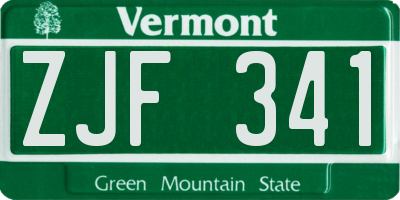 VT license plate ZJF341