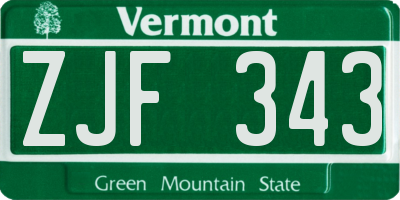 VT license plate ZJF343