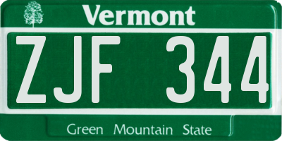 VT license plate ZJF344
