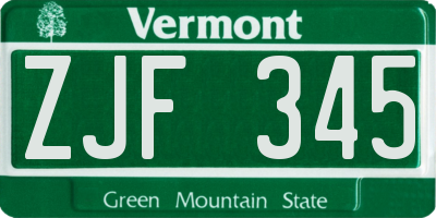VT license plate ZJF345