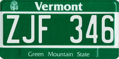 VT license plate ZJF346