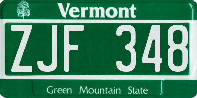 VT license plate ZJF348
