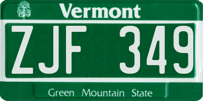 VT license plate ZJF349