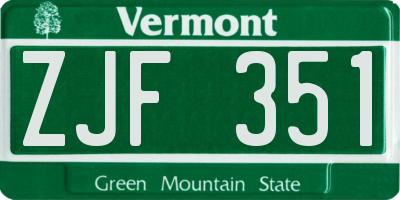 VT license plate ZJF351