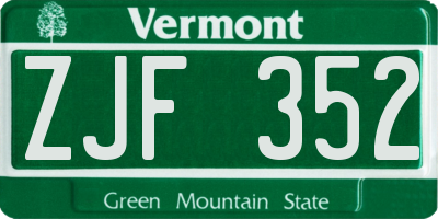 VT license plate ZJF352