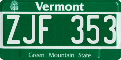 VT license plate ZJF353