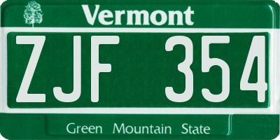 VT license plate ZJF354