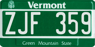 VT license plate ZJF359