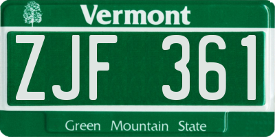 VT license plate ZJF361