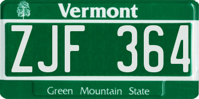 VT license plate ZJF364