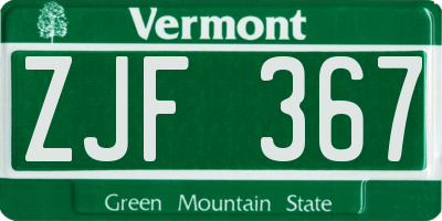 VT license plate ZJF367