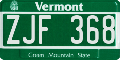 VT license plate ZJF368