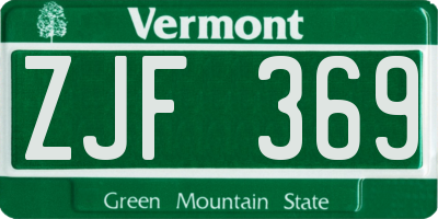 VT license plate ZJF369