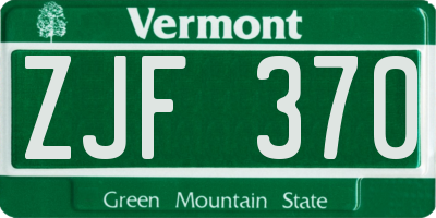 VT license plate ZJF370
