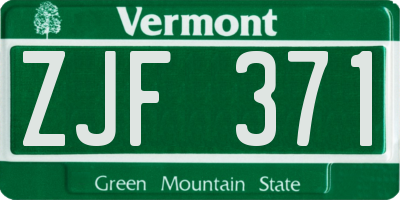 VT license plate ZJF371