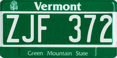 VT license plate ZJF372