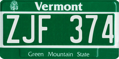 VT license plate ZJF374