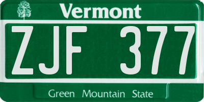 VT license plate ZJF377