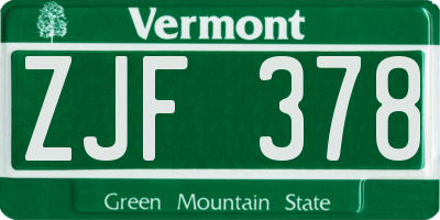 VT license plate ZJF378