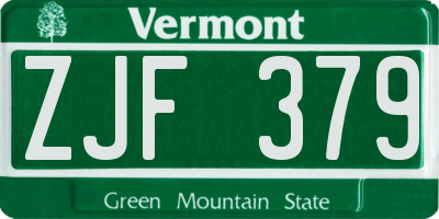 VT license plate ZJF379
