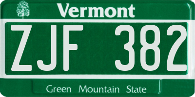 VT license plate ZJF382