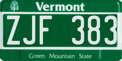 VT license plate ZJF383