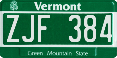 VT license plate ZJF384