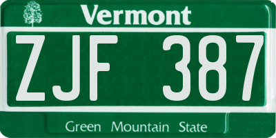 VT license plate ZJF387