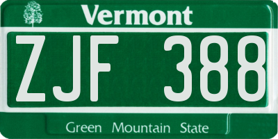 VT license plate ZJF388