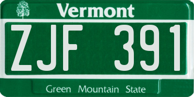 VT license plate ZJF391