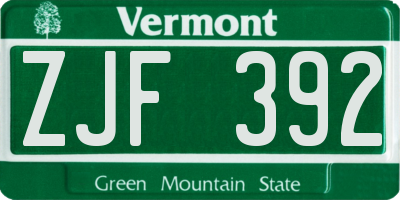 VT license plate ZJF392