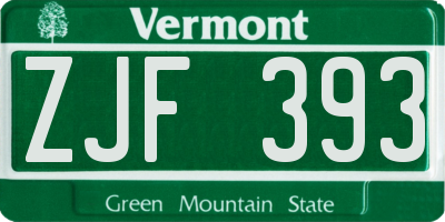 VT license plate ZJF393