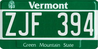 VT license plate ZJF394