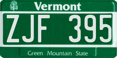 VT license plate ZJF395