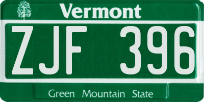 VT license plate ZJF396