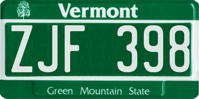 VT license plate ZJF398