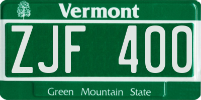 VT license plate ZJF400